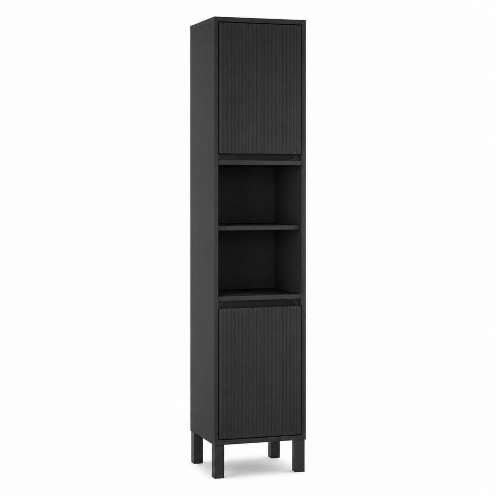 Colonne de rangement salle de bain noire en MDF 35 x 30 x 160 cm