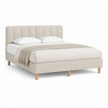 Lit double avec cadre beige en polyester rectangulaire 160 x 200 cm