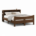 Lit double avec rangement marron en bois massif 160 x 200 cm 170 x 215 x 110 cm
