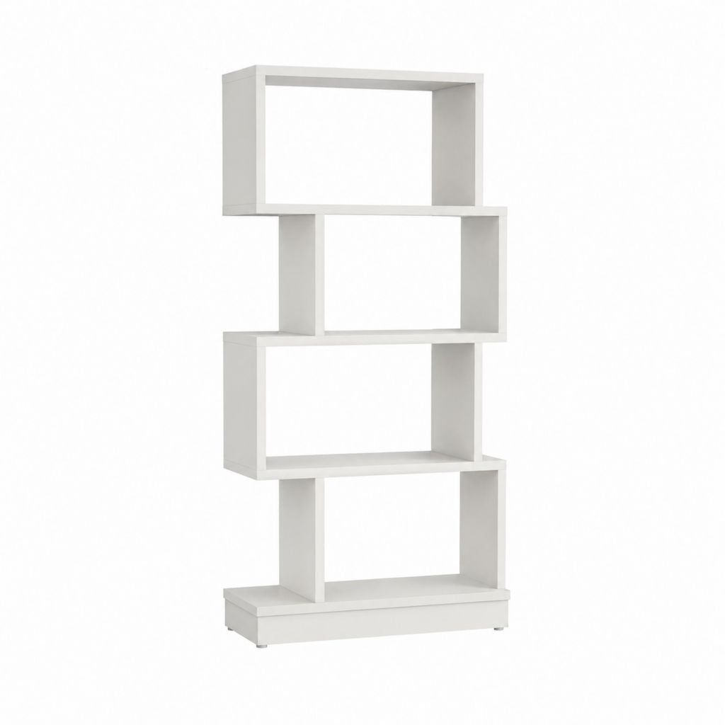 Bibliothèque verticale blanche en panneaux de particules mélaminés 60 x 30 x 160 cm