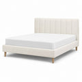 Lit double avec cadre de lit beige en polyester pour matelas 160 x 200 cm