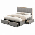 Lit double avec rangement gris en polyester et panneaux MDF 160 x 200 cm