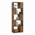 Bibliothèque haute 5 niches marron noyer en panneaux MDF 60 x 30 x 180 cm